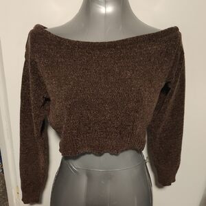 SHEIN Brown Off-Shoulder Sweater